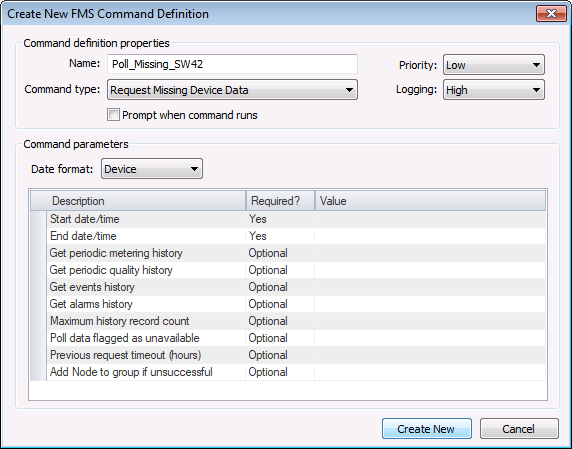 Create New FMS Command Definition